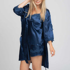 Комплект сатенени пижами от 5 части - Blue Navy